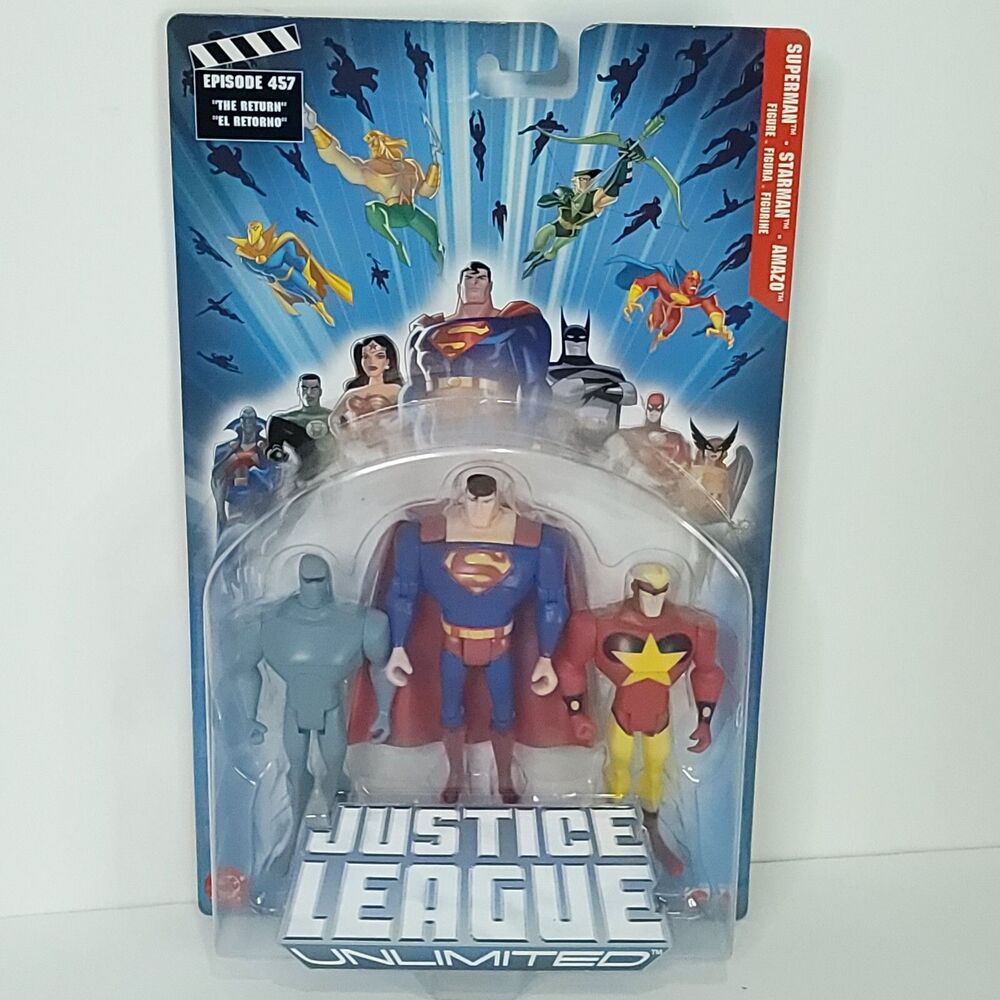 Justice League Unlimited Episode 457 Superman Starman Amazo Mattel 3 Pack NEW